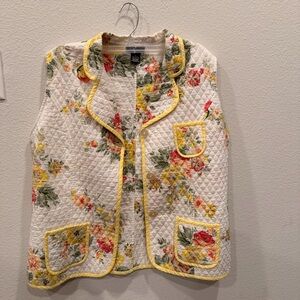 Island Republic Floral Quilted Vest with Yellow and Red Accents